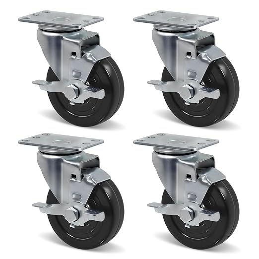 1-1/4" Wide Hard Rubber Casters