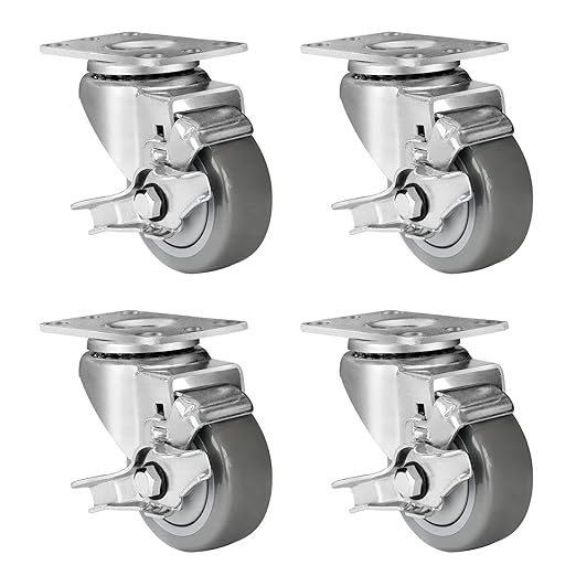 Caster Wheels, Heavy Duty Locking Casters Set of 4 Swivel Wheels for Cart, Furniture, Workbench, 1000 LBS Total Capacity