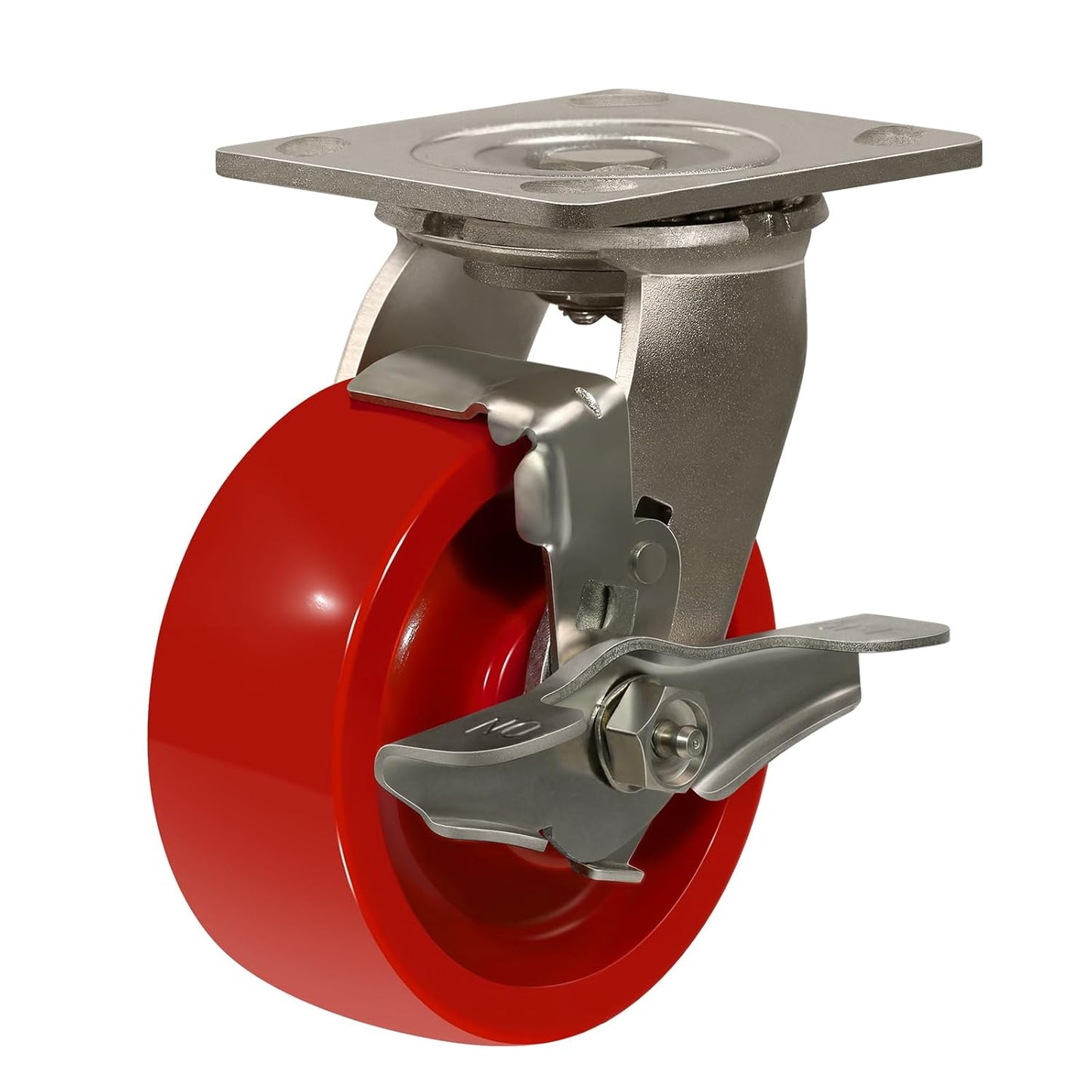 2" Wide Solid Polyurethane Stainless Steel Caster (Red)