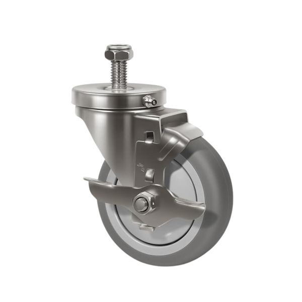 1-1/4" Wide Stainless Steel Stem Rubber Caster