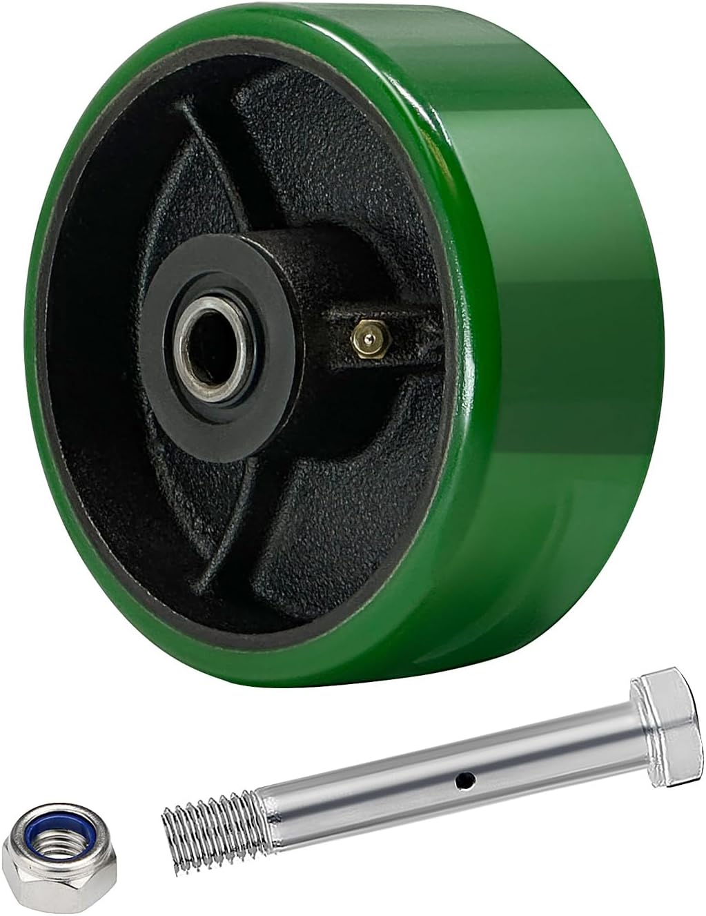 2" Wide Polyurethane on Cast Iron Wheel (Green)