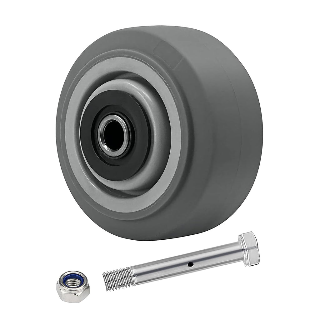 Thermoplastic Rubber Wheel (Flat Tread), Roller Bearing-1/2" Bore, 4"x 2" Industrial Wheel 400 lbs Capacity Per Wheel