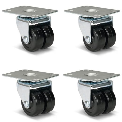 2"×3/4" Dual Wheels Low Profile Hard Rubber Caster