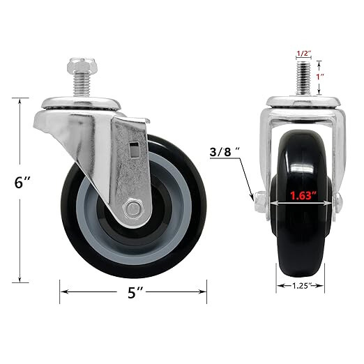 5"x1-1/4" Stem Polyurethane Shopping Cart Wheel