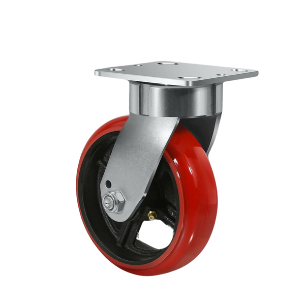 2" Wide Kingpinless Polyurethane on Cast Iron Casters (Crowned )
