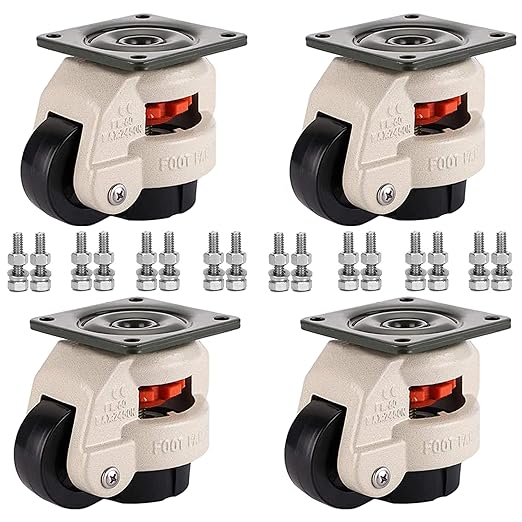 1" Wide Retractable Leveling Machine Casters