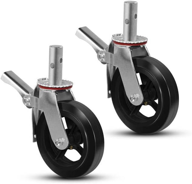 2" Wide Rubber on Cast Iron Scaffolding Casters