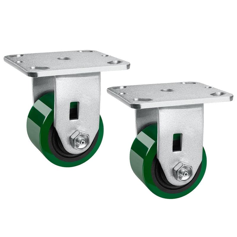 2" Wide Polyurethane on Cast Iron Casters Industrial Strength (Green)
