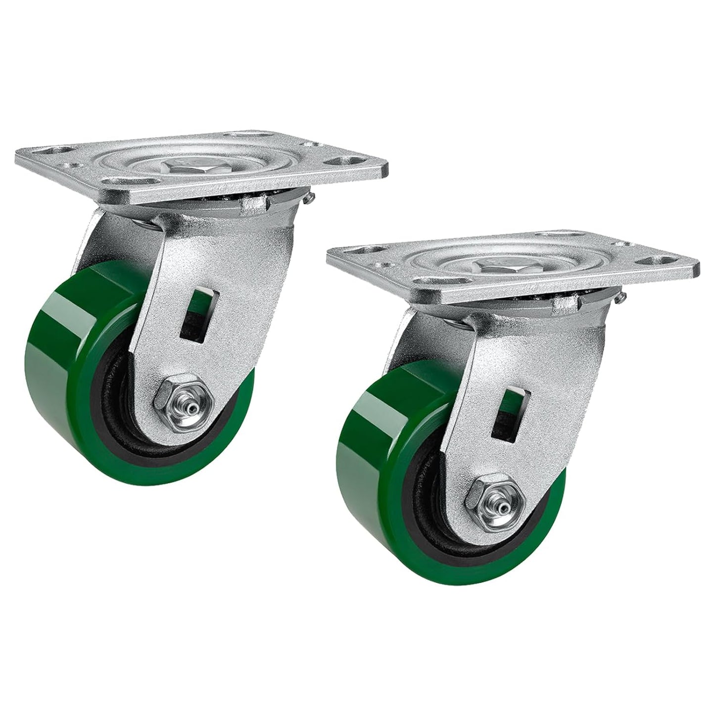 2" Wide Polyurethane on Cast Iron Casters Industrial Strength (Green)
