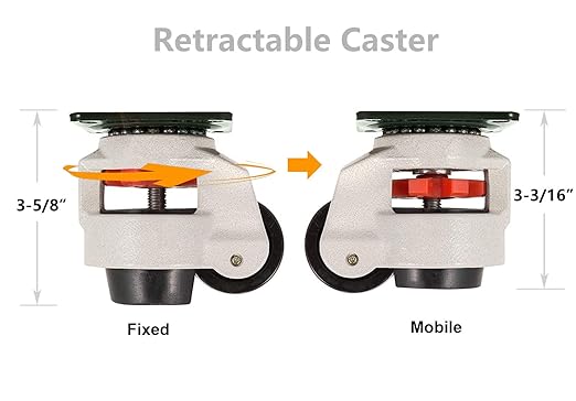 1" Wide Retractable Leveling Machine Casters