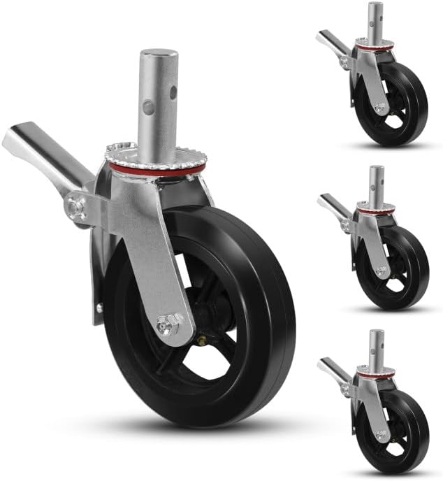 2" Wide Rubber on Cast Iron Scaffolding Casters