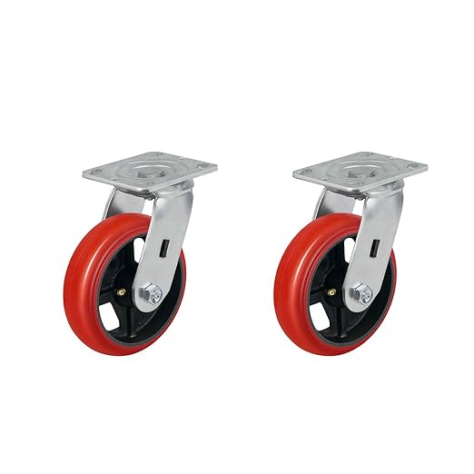 2" Wide Crowned Polyurethane on Steel Casters