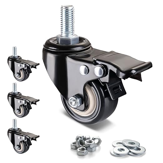 1" Wide Stem Caster with Safety Locking (4 Pack)