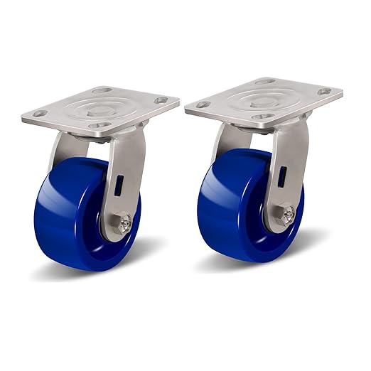 2" Wide Solid Polyurethane Caster (Blue)