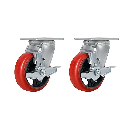 2" Wide Crowned Polyurethane on Steel Casters