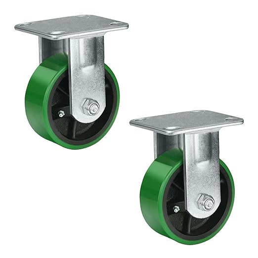 2" Wide Polyurethane on Cast Iron Casters Industrial Strength (Green)