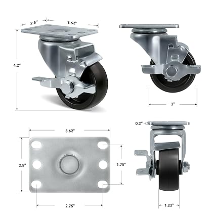 1-1/4" Wide Polyolefin Casters