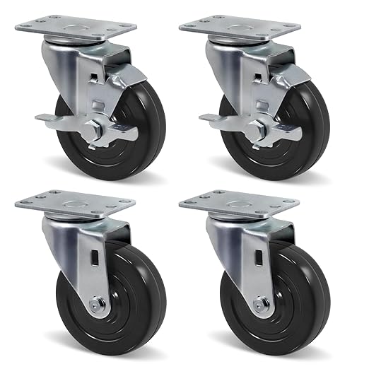 1-1/4" Wide Hard Rubber Casters