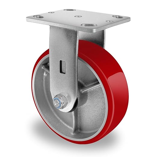 2 " Wide Polyurethane on Cast Iron Casters (Red)