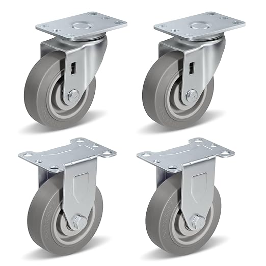 1-1/4" Wide Gray Rubber Quite Casters