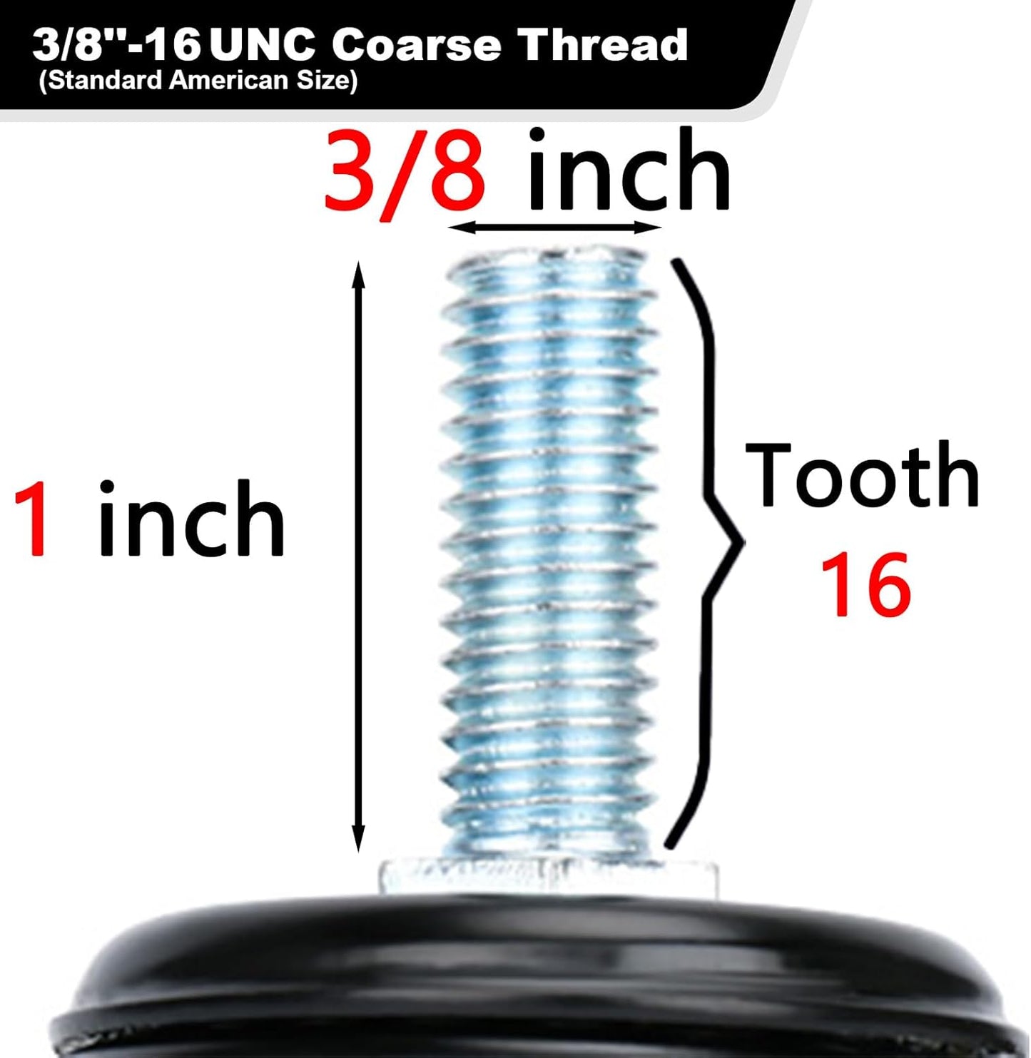 1" Wide Stem Caster with Safety Locking (4 Pack)