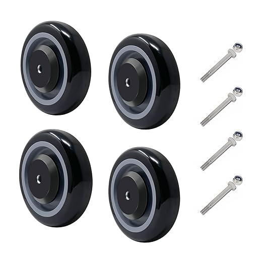 5" x 1-1/4" Polyurethane Shopping Cart Wheels (Black)