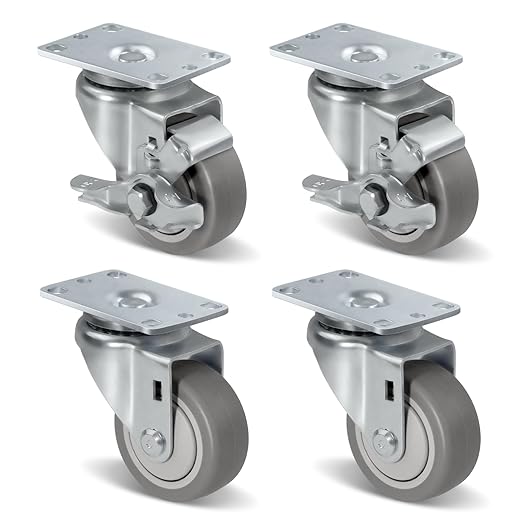 1-1/4" Wide Gray Rubber Quite Casters