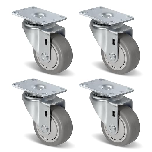 1-1/4" Wide Gray Rubber Quite Casters