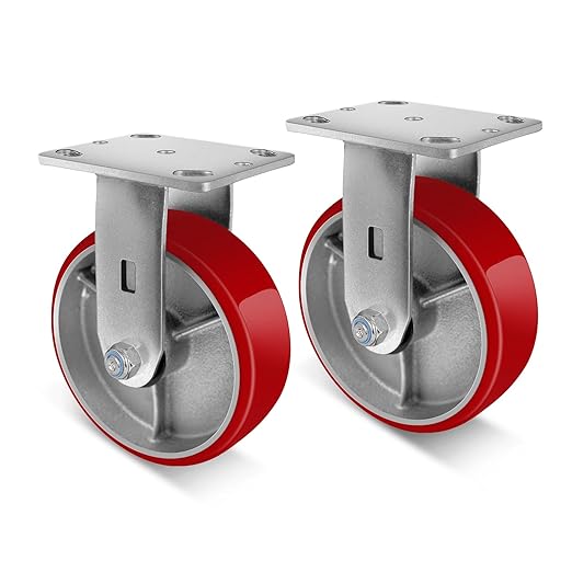 2 " Wide Polyurethane on Cast Iron Casters (Red)