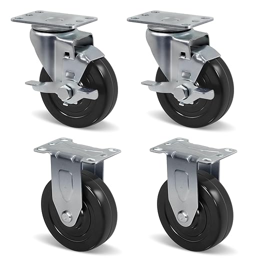 1-1/4" Wide Hard Rubber Casters