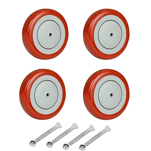 5"x 1-1/4" Polyurethane Shopping Cart Wheels (Blue/Red)