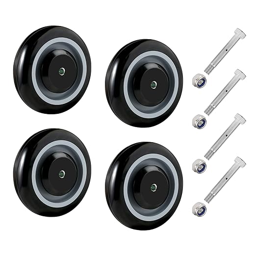 5" x 1-1/4" Polyurethane Shopping Cart Wheels (Black)