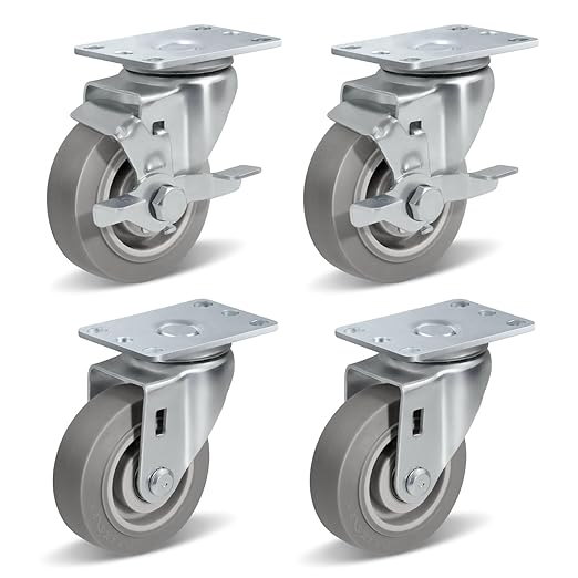 1-1/4" Wide Gray Rubber Quite Casters