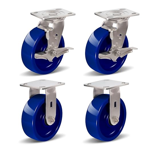 2" Wide Solid Polyurethane Caster (Blue)