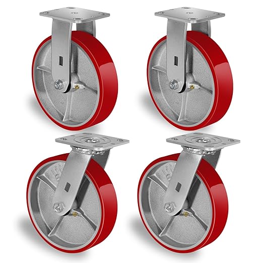 2 " Wide Polyurethane on Cast Iron Casters (Red)
