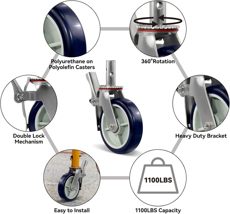 2" Wide Polyurethane on Polyolefin Scaffolding Casters