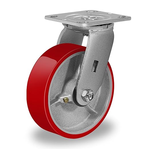 2 " Wide Polyurethane on Cast Iron Casters (Red)