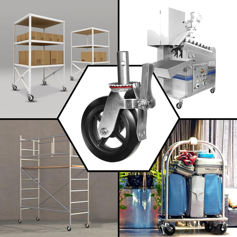 2" Wide Rubber on Cast Iron Scaffolding Casters
