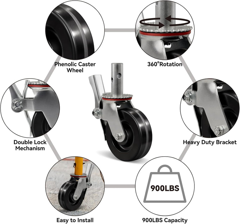2" Wide Phenolic Scaffolding Casters