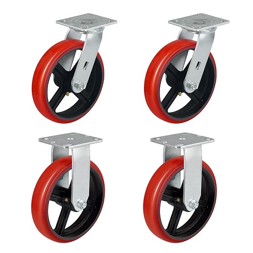 2" Wide Crowned Polyurethane on Steel Casters