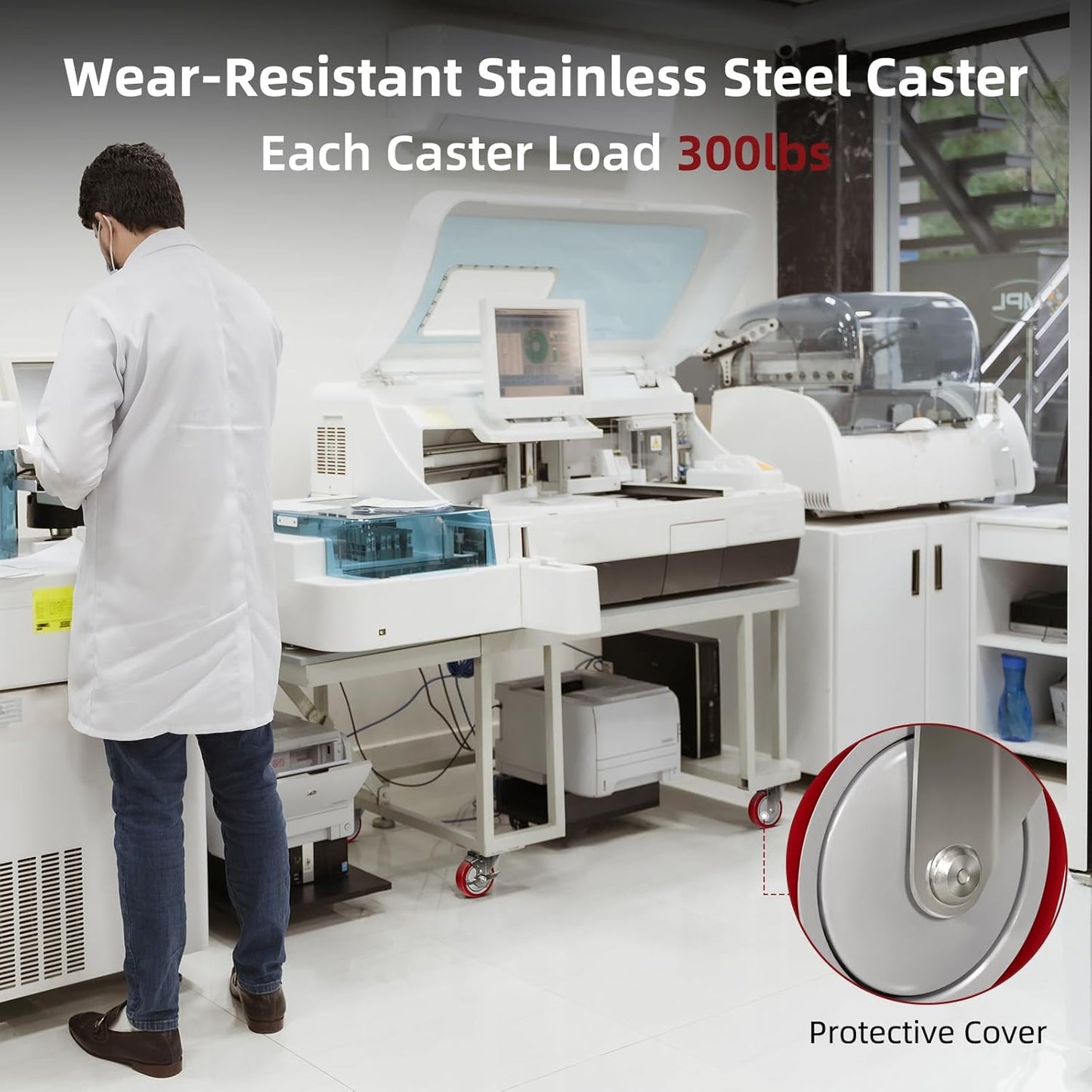 1-1/4" Wide Stainless Polyurethane Caster(red)