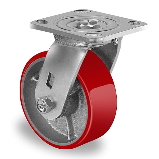 2 " Wide Polyurethane on Cast Iron Casters (Red)