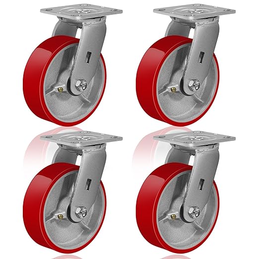2 " Wide Polyurethane on Cast Iron Casters (Red)
