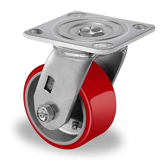 2 " Wide Polyurethane on Cast Iron Casters (Red)