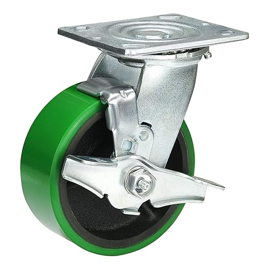 2" Wide Polyurethane on Cast Iron Casters Industrial Strength (Green)