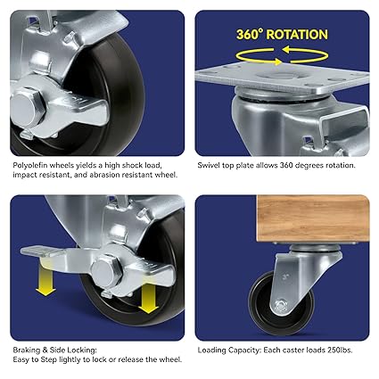 1-1/4" Wide Polyolefin Casters