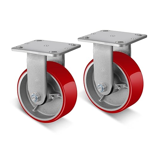 2 " Wide Polyurethane on Cast Iron Casters (Red)