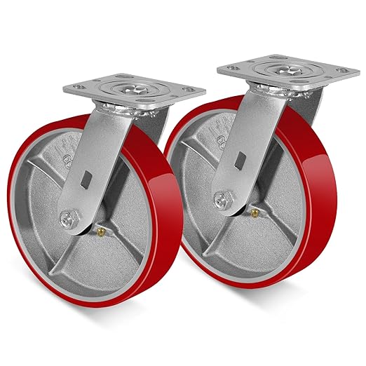 2 " Wide Polyurethane on Cast Iron Casters (Red)