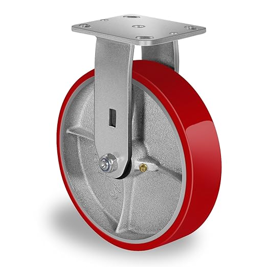 2 " Wide Polyurethane on Cast Iron Casters (Red)