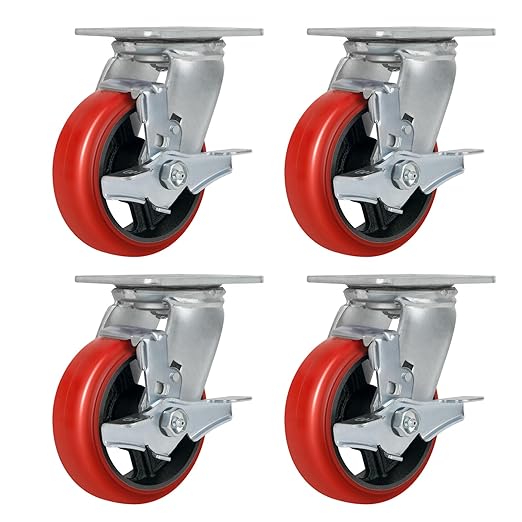 2" Wide Crowned Polyurethane on Steel Casters